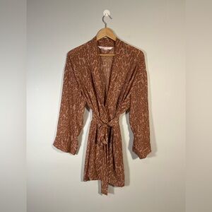 Victoria’s Secret Sheer Peach Tan Leopard Print Mini Robe